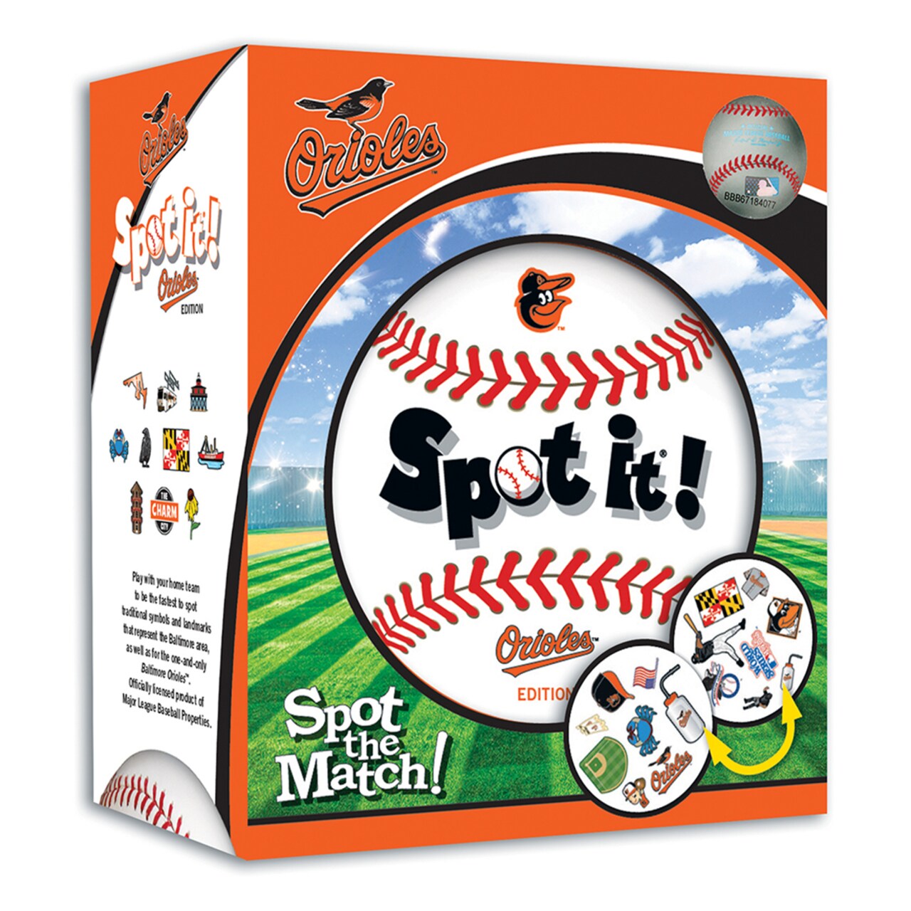 Masterpieces   Officially Licensed MLB Baltimore Orioles Spot It Game for Kids and Adults